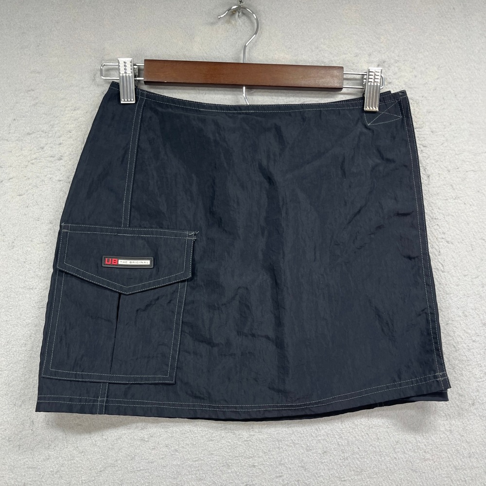 Unionbay Cargo Skirt Womens 0 Black Nylon Mini Utility Gorpcore Y2K Streetwear
